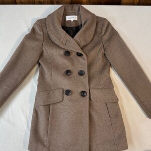 Calvin Klein Wool Blend Peacoat Taupe Double Breasted  size 2